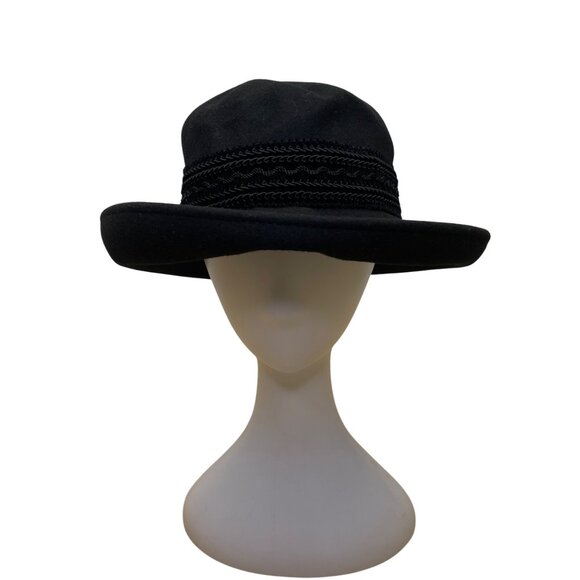 Hoodlums Womens Black Wool Fedora Braided Band Made In USA - Picture 1 of 13